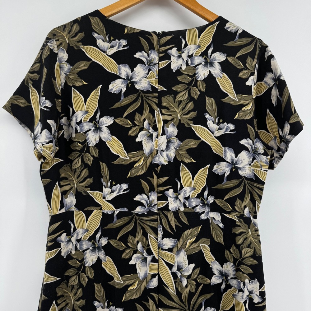 Tommy Bahama Women 100% Silk Floral Maxi Dress Black Green Tropical Sz 12 Resort - Picture 9 of 10